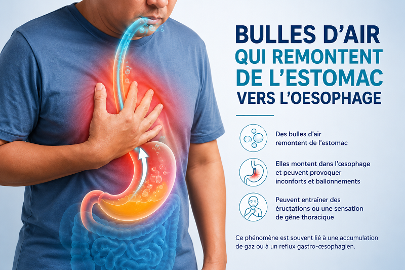 Bulles d’air qui remontent de l’estomac