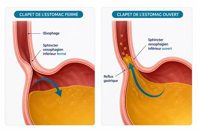Clapet estomac ouvert