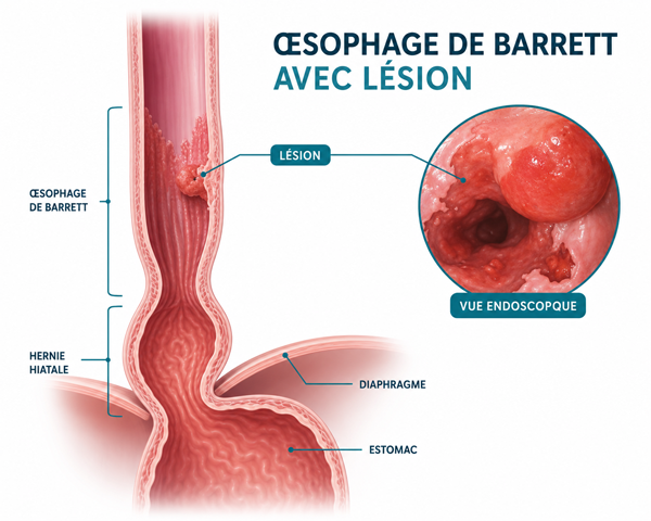 Oesophage de Barrett avec lésions